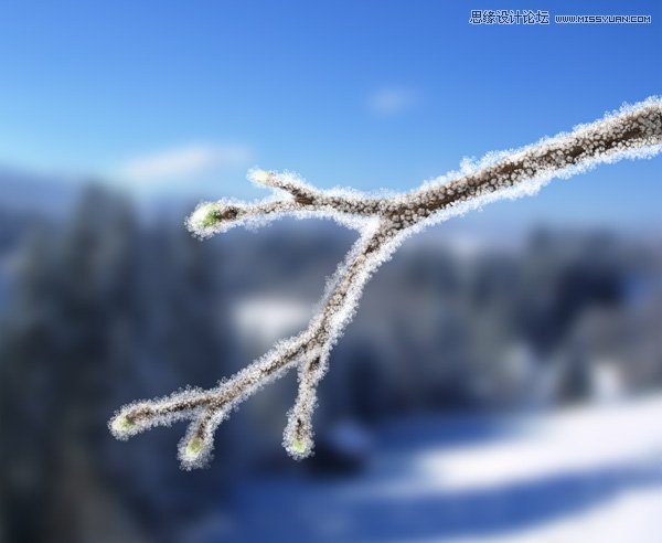 Photoshop给树枝添加冬季冰凌效果