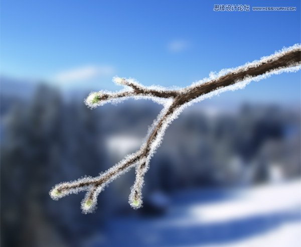 Photoshop给树枝添加冬季冰凌效果
