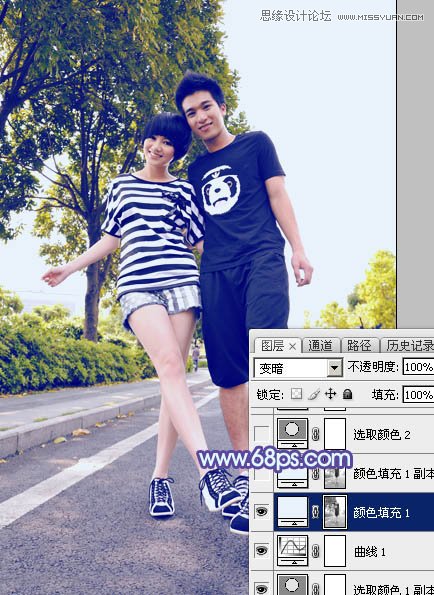 Photoshop给外景情侣照添加绚丽紫色调,PS教程