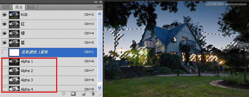 Photoshop巧用多张素材合成别墅夜景效果,PS教程,图老师教程网