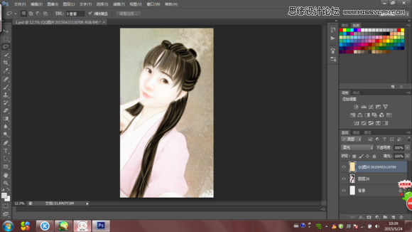 Photoshop结合SAI把可爱女生转手绘处理