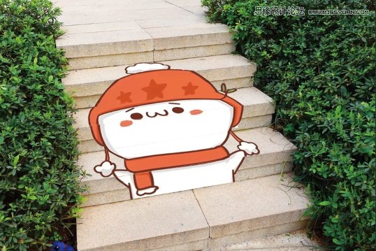 Photoshop给台阶添加可爱的涂鸦效果图