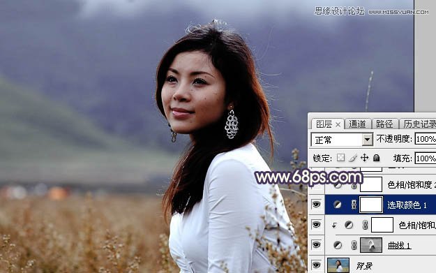 Photoshop给外景人像添加紫色逆光效果