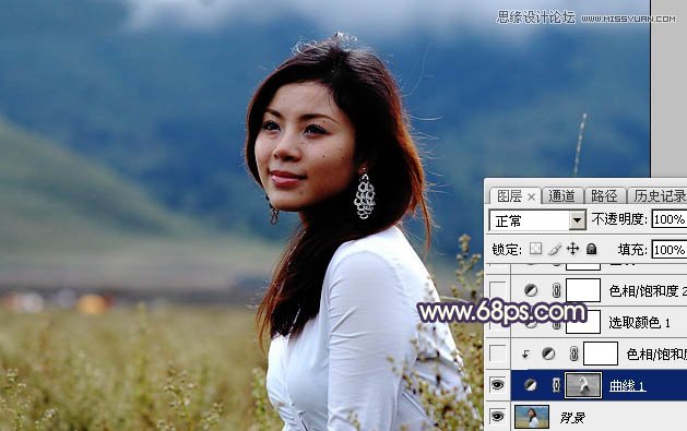 Photoshop给外景人像添加紫色逆光效果