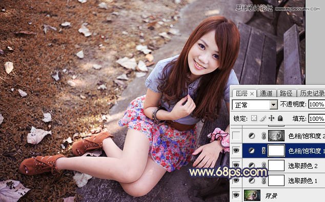Photoshop给公园美女照片添加逆光效果图