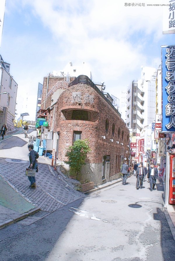 Photoshop调出街景照片唯美的手绘效果图