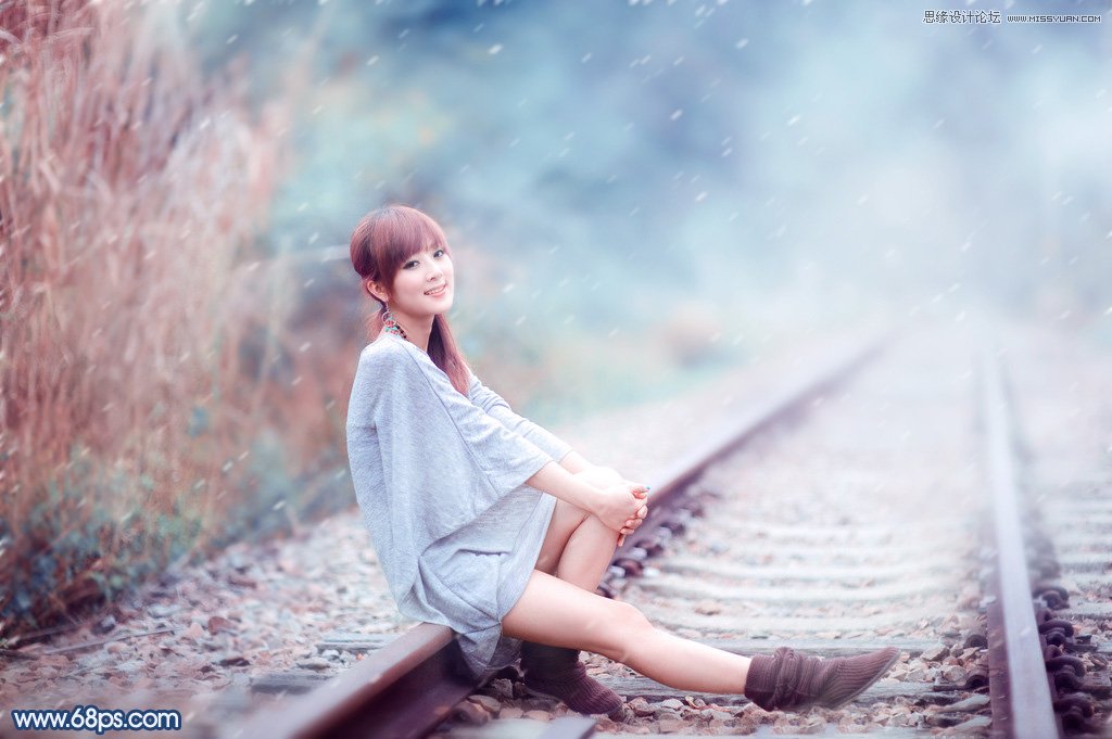 Photoshop给外景果子照片添加梦幻暴风雪效果