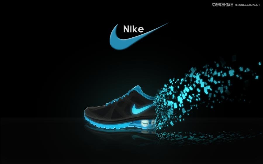 Photoshop制作超炫的夜光分散特效跑鞋效果