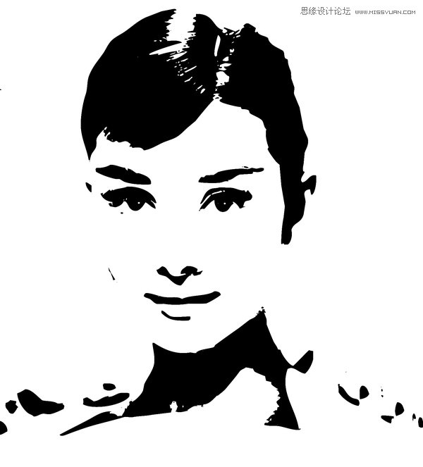 Photoshop把人像照片转黑白矢量风格教程