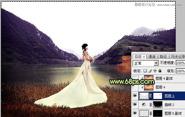 Photoshop调出金色黄昏美景效果的外景婚纱照片