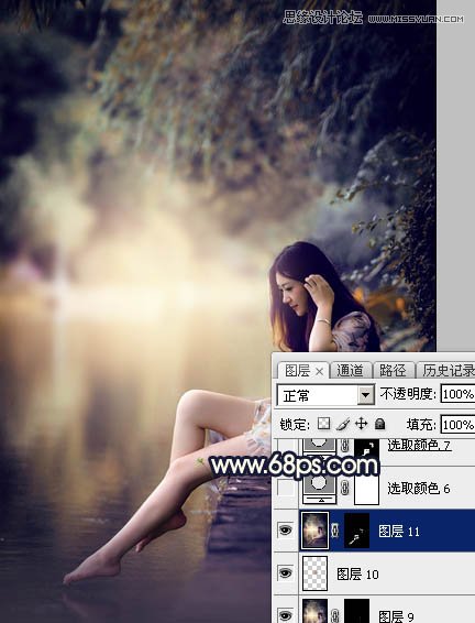 Photoshop调出河边女孩柔美暖色效果