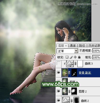 Photoshop调出河边女孩唯美的暴风雨效果
