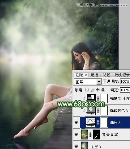 Photoshop调出河边女孩唯美的暴风雨效果