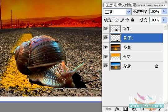 Photoshop合成创意的蜗牛赛跑效果图