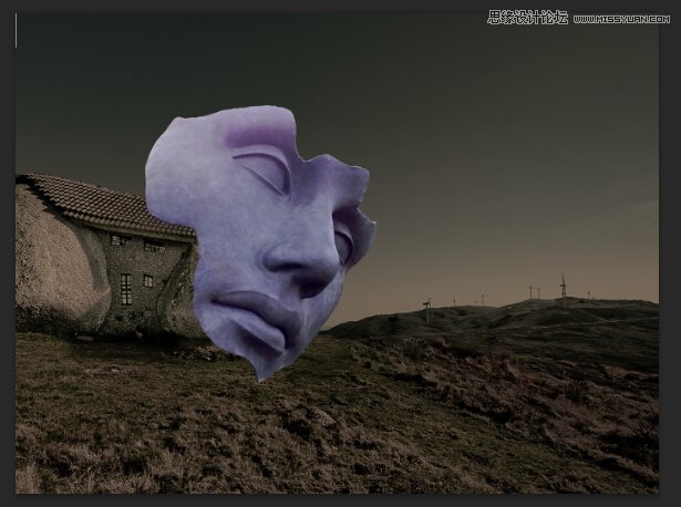Photoshop合成巨石人脸后期场景效果图