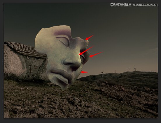 Photoshop合成巨石人脸后期场景效果图