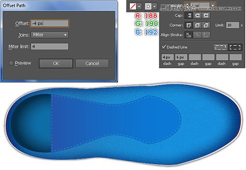 Illustrator绘制蓝色逼真的运动鞋教程,PS教程,