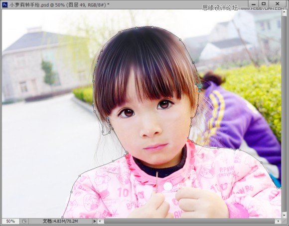 Photoshop给外景儿童照片转唯美的手绘效果