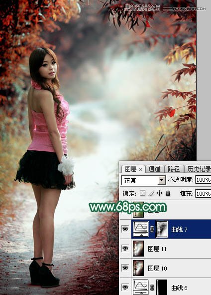 Photoshop调出外景人像秋季唯美暖黄色调