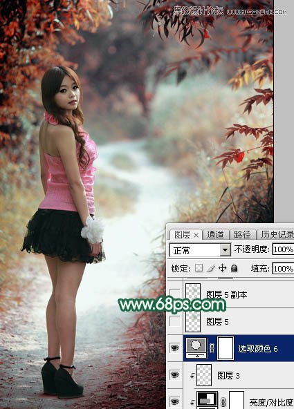 Photoshop调出外景人像秋季唯美暖黄色调