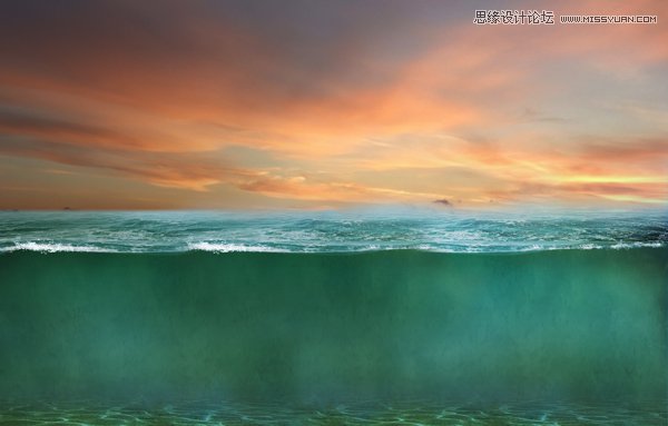 Photoshop合成海上漂浮的海龟岛效果图