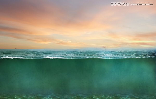 Photoshop合成海上漂浮的海龟岛效果图