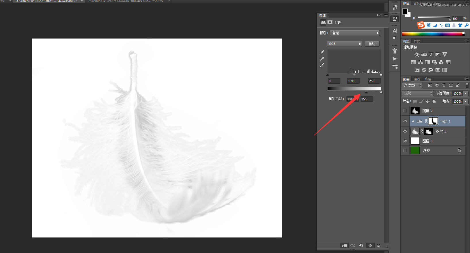 Photoshop巧用色阶快速的抠出羽毛效果图