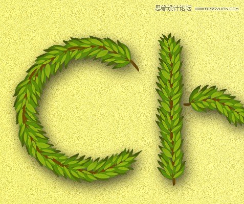 Photoshop绘制时尚逼真的松树艺术字教程