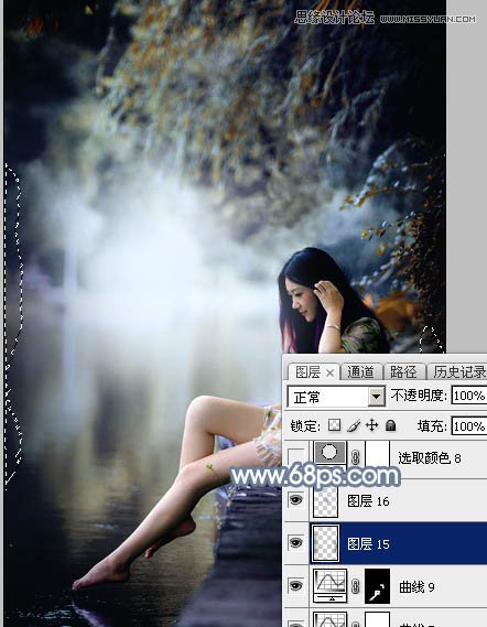 Photoshop调出江边女孩唯美的暗色艺术效果