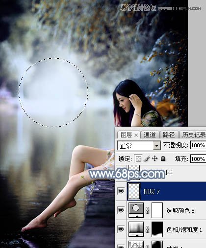 Photoshop调出江边女孩唯美的暗色艺术效果