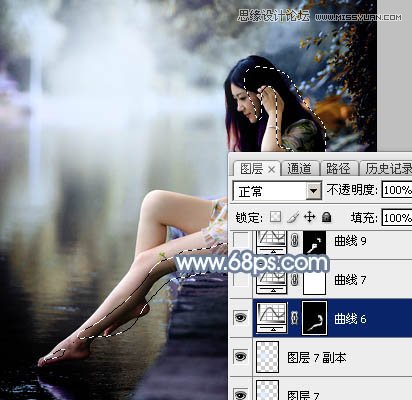 Photoshop调出江边女孩唯美的暗色艺术效果