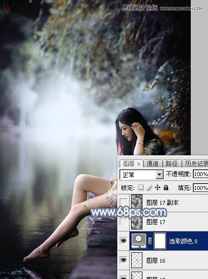 Photoshop调出江边女孩唯美的暗色艺术效果