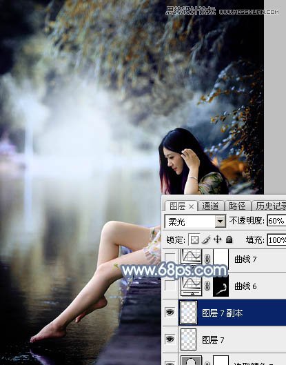 Photoshop调出江边女孩唯美的暗色艺术效果