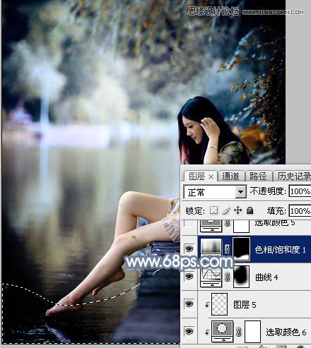 Photoshop调出江边女孩唯美的暗色艺术效果
