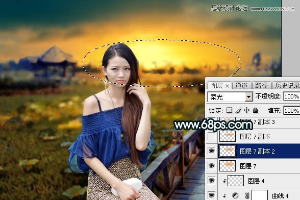 Photoshop给外景女孩添加金色黄昏效果图