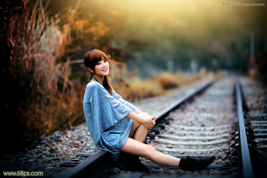 Photoshop绘制铁轨果子照片暗色逆光效果图