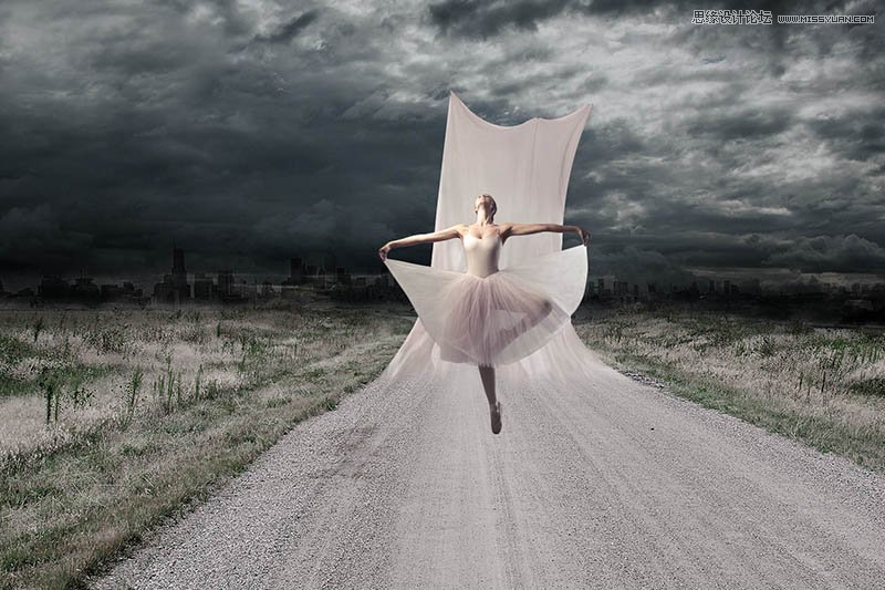 Photoshop制作翩翩起舞的芭蕾舞者图片合成教程