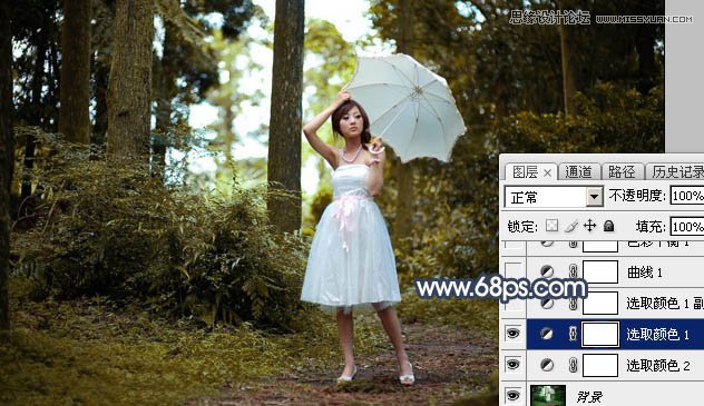 Photoshop给果子森林照片添加夕阳逆光效果