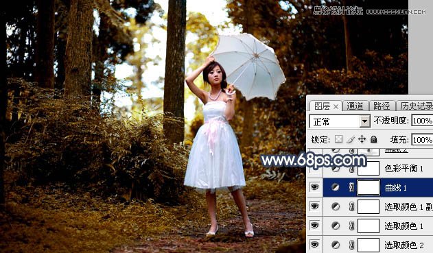 Photoshop给果子森林照片添加夕阳逆光效果