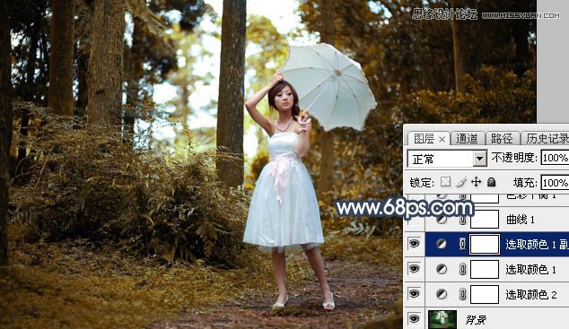 Photoshop给果子森林照片添加夕阳逆光效果