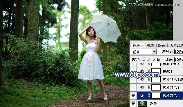 Photoshop给果子森林照片添加夕阳逆光效果
