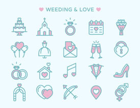 12组高质量的婚礼图标免费打包下载