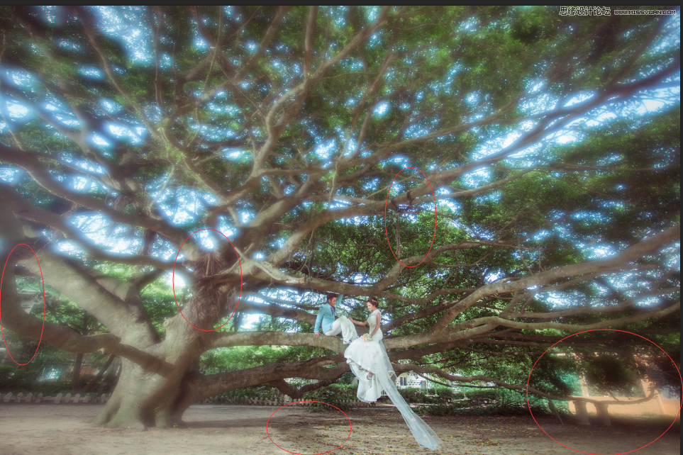 Photoshop调出外景婚片唯美的蓝色艺术效果
