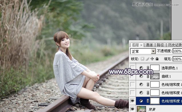 Photoshop调出果子美女照片冷色艺术效果