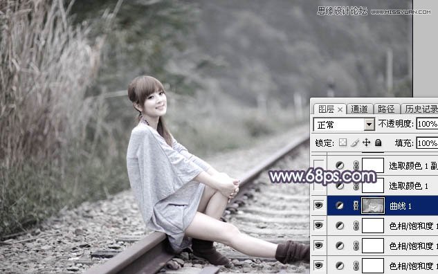 Photoshop调出果子美女照片冷色艺术效果