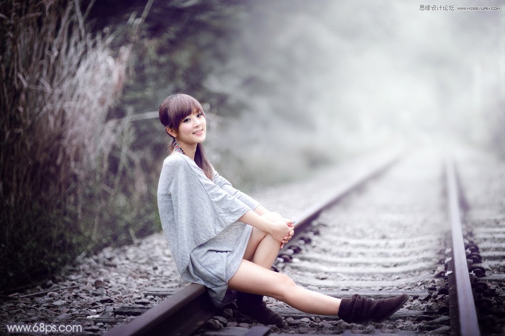 Photoshop调出果子美女照片冷色艺术效果