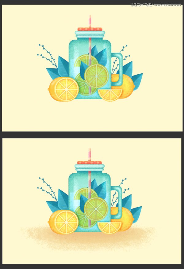 Photoshop合成创意风格的柠檬杯插画效果