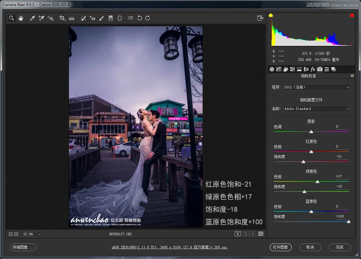 Photoshop给外景婚片添加星空夜景效果