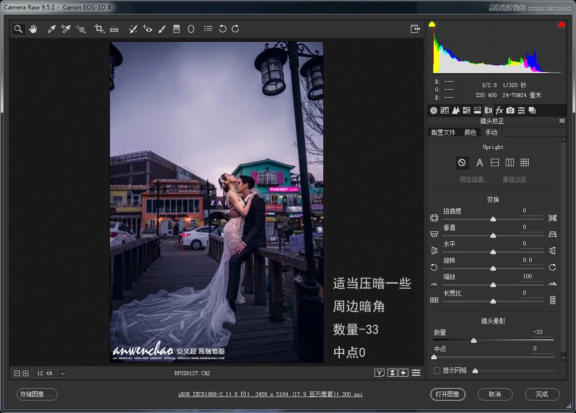 Photoshop给外景婚片添加星空夜景效果