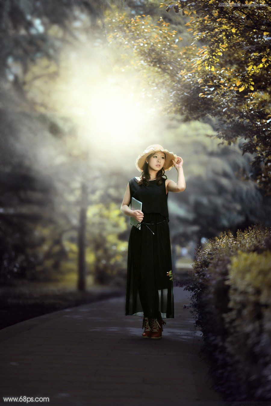 Photoshop调出外景美女人像甜美逆光效果图
